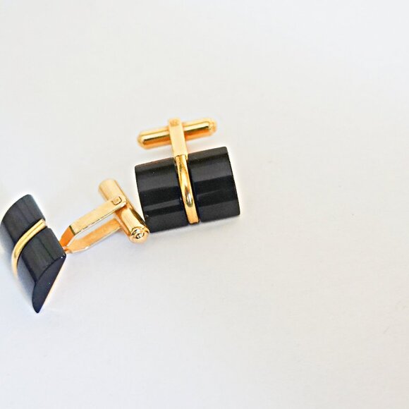 Mens 14k Gold Filled Black Onyx  Cuff Links - Picture 1 of 1